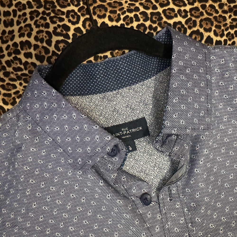 Navy Patterned Men's Casual Shirt